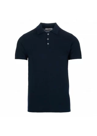 daniele fiesoli mens polo shirt in navy blue crepe cotton