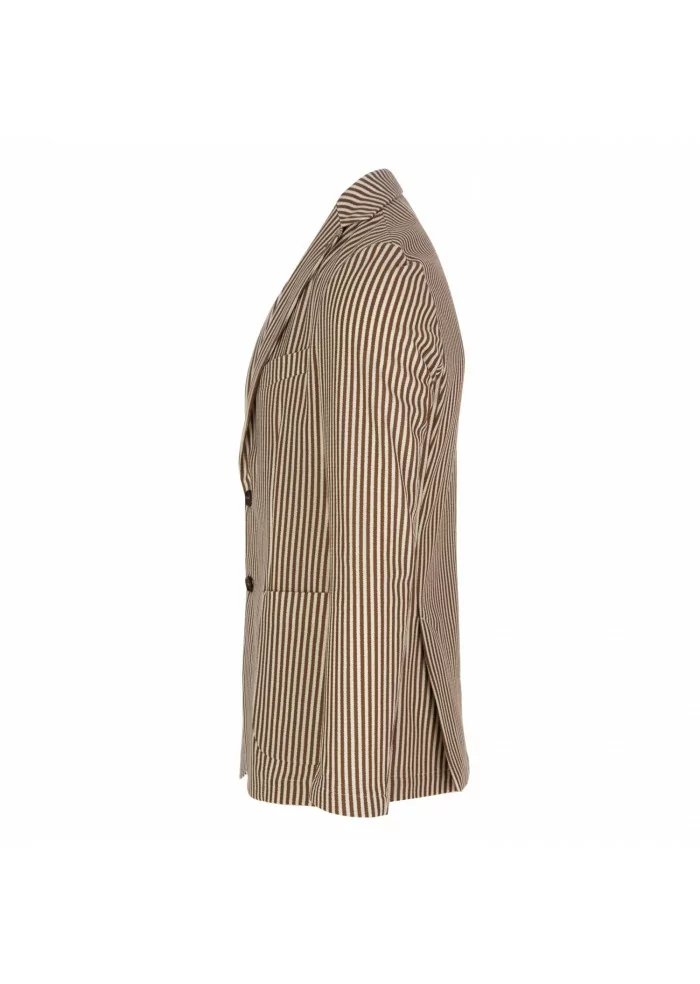 mens jacket outfit striped white brown