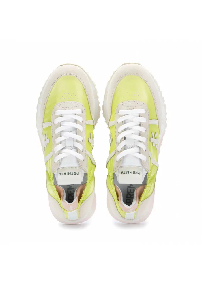 womens sneakers premiata seand fluo green beige
