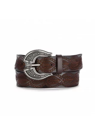 womens belt orciani lazer cut leather brown