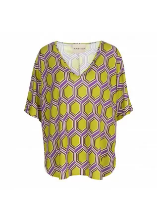 womens blouse kartika green purple geometric pattern