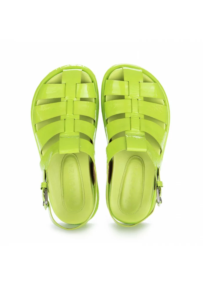 womens sandals caged design vicenza leather acid green