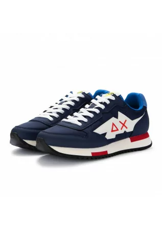 mens sneakers sun68 niki solid fabric navy blue