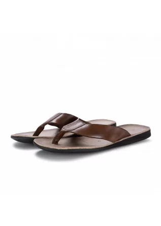 mens flip flop sandals brador leather mahogany brown