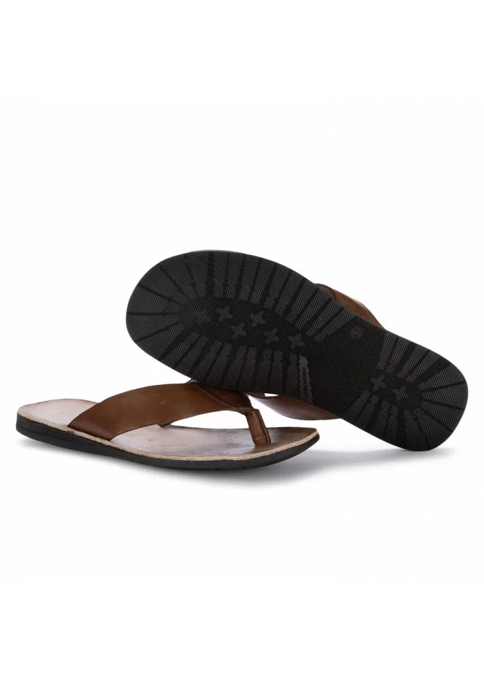 mens flip flop sandals brador leather mahogany brown