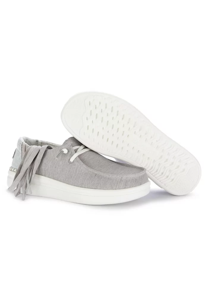 flat shoes woman hey dude wendy rise fabric grey