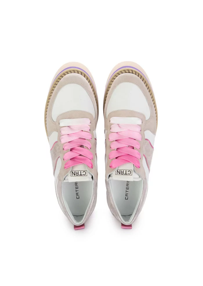 sneakers donna caterina c cipria pelle rosa bianco