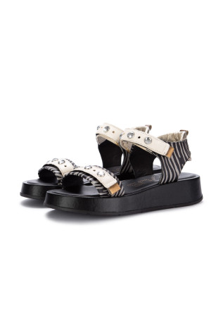womens platform sandals mjus leather black sand zebra