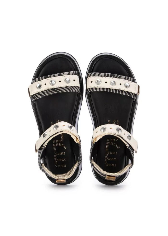 womens platform sandals mjus leather black sand zebra