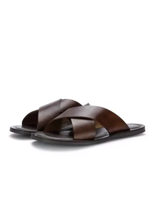 mens sandals manovia 52 crossed brown leather