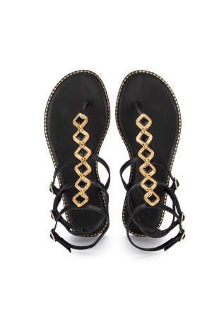 EXÉ | SANDALS CHIOS LEATHER BLACK GOLD