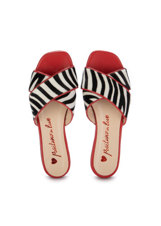 POSITANO IN LOVE | SABOT CALF HAIR ZEBRA PRINT RED