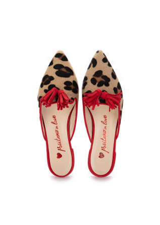 POSITANO IN LOVE | SABOT CALF HAIR LEOPARD RED