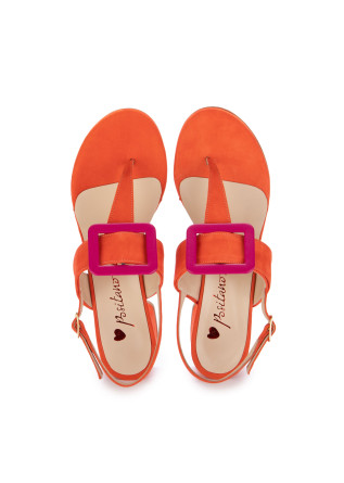 POSITANO IN LOVE | FLIP FLOPS HEEL SANDALS SUEDE ORANGE
