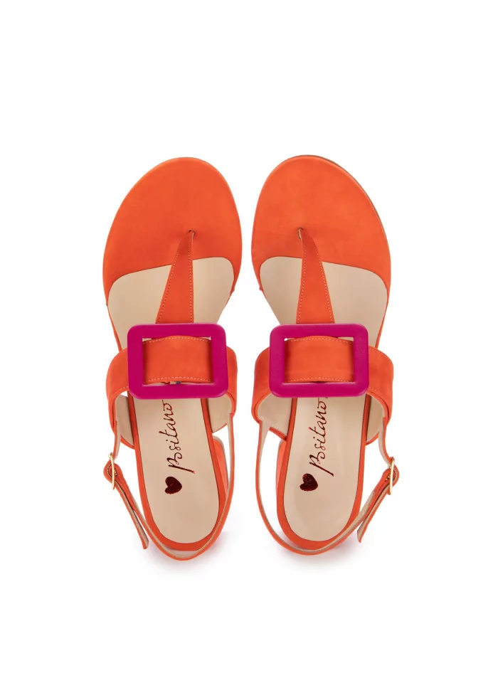 damen flip flops absatz sandalen positano in love matilde wildleder orange