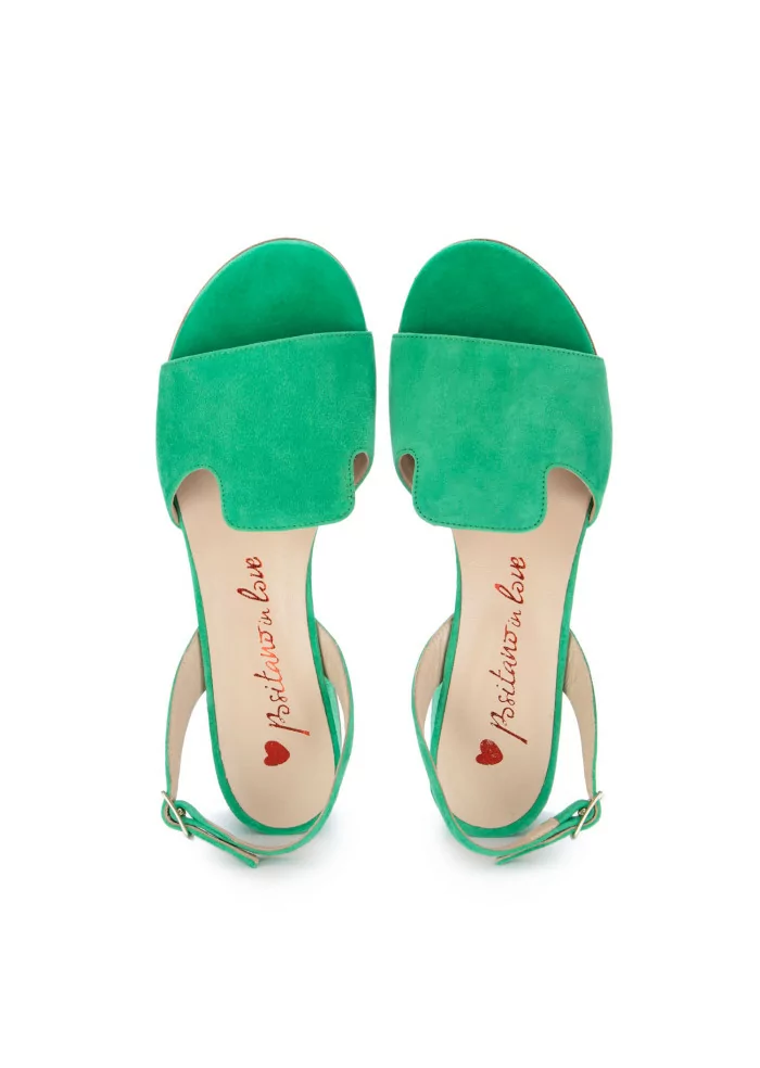 womens heel sandals positano in love dominica suede grass green