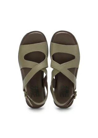 BUENO | SANDALS CROSSED LEATHER MILITARY GREEN