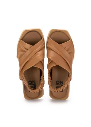 BUENO | SANDALS LEATHER CROSSED BROWN