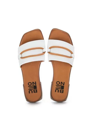 BUENO | SANDALS LEATHER WHITE BROWN