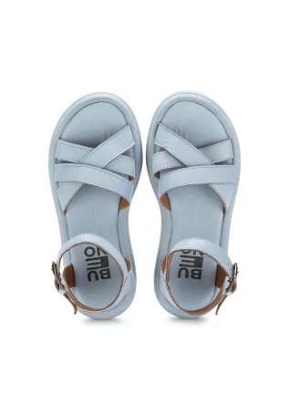 BUENO | SANDALS CROSSED LEATHER LIGHT BLUE