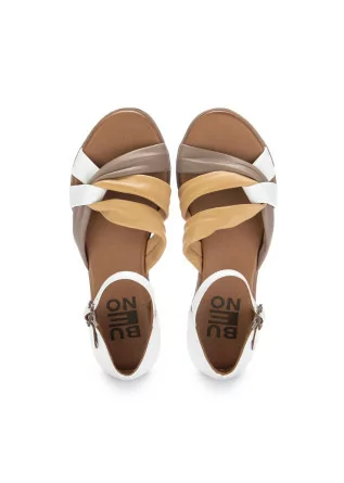 BUENO | SANDALS WOVEN LEATHER BROWN BEIGE WHITE