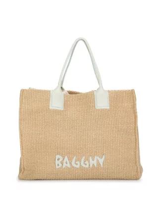 shopper bag bagghy fabric beige white