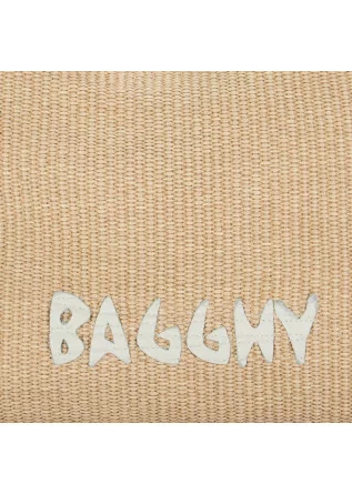 BAGGHY | SHOPPER BAG WOVEN FABRIC BEIGE WHITE