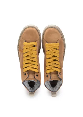 PANCHIC | ANKLE BOOTS LIGHT BROWN SUEDE YELLOW LACES