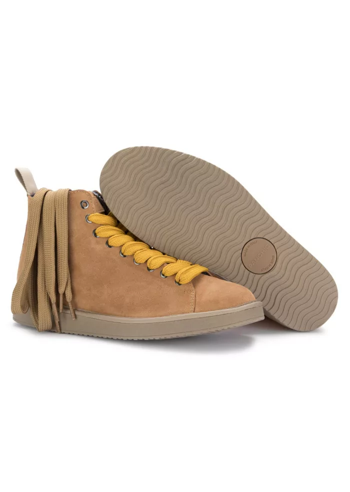 mens ankle boots panchic suede brown yellow laces