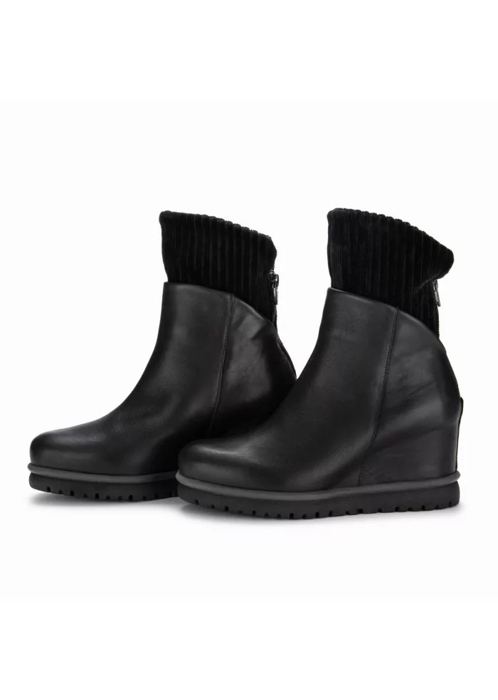 wedge boots patrizia bonfanti jun leather velvet black