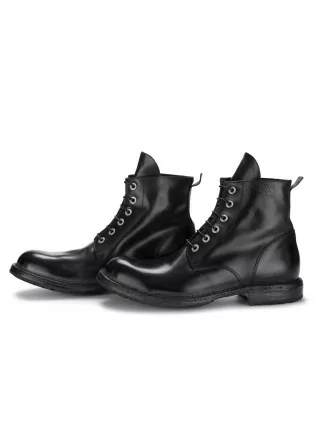 MOMA | ANKLE BOOTS WAXED LEATHER SILVER EYELETS BLACK