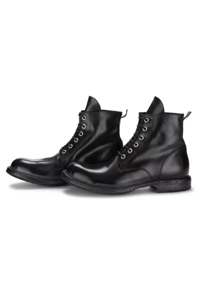 mens ankle boots moma waxed leather black eyelets