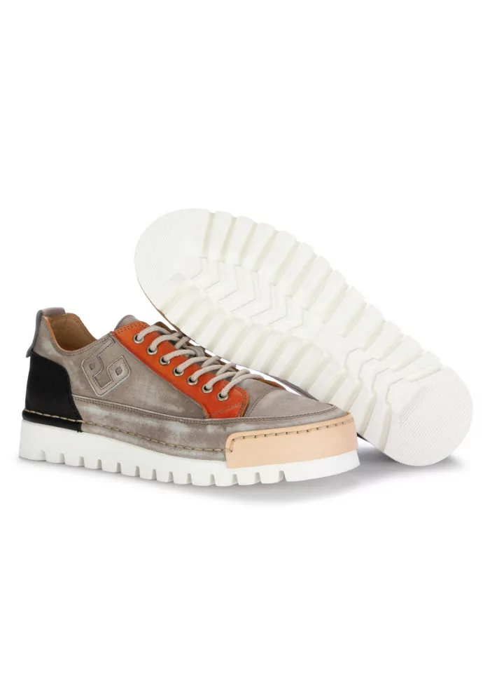 sneakers uomo bng real shoes la patch tortora grigio arancione
