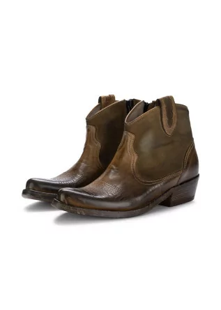 womens cowboy ankle boots keep crust leather brown