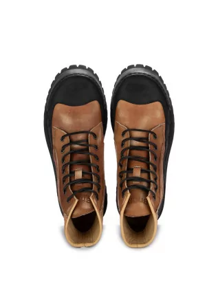 BNG REAL SHOES | HIGH SNEAKERS LA BIKER BLACK LEATHER BROWN