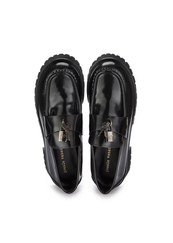 womens loafers poesie veneziane leather padlock black