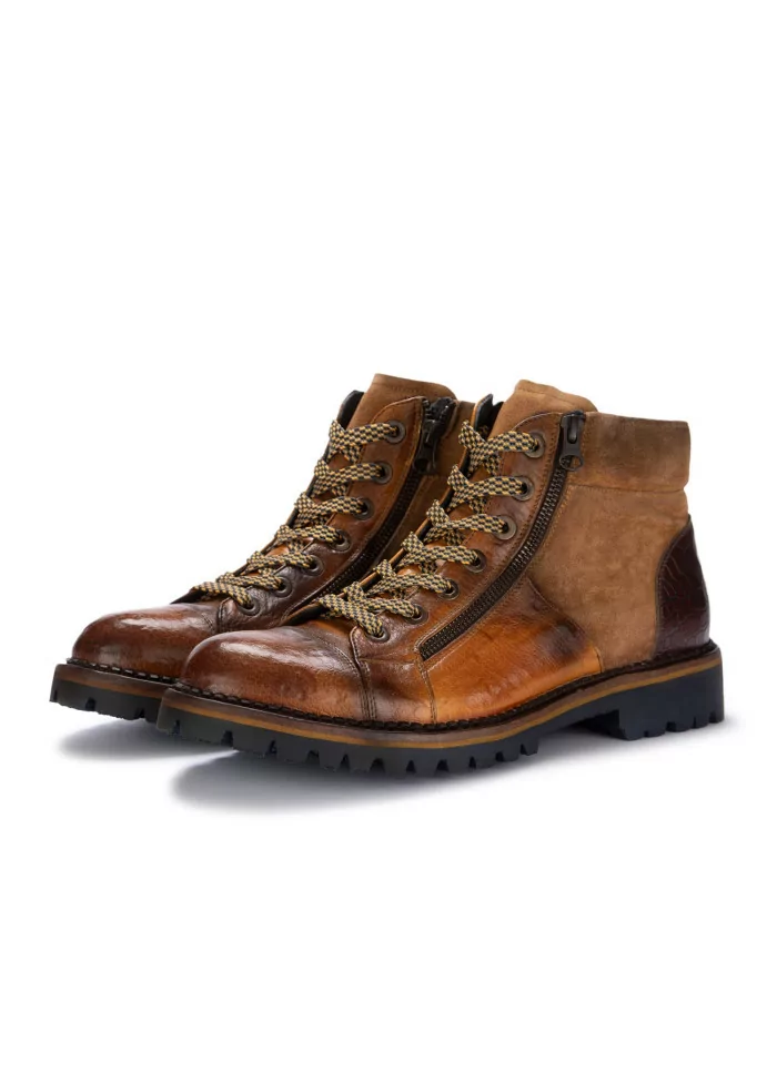 mens lace up ankle boots lorenzi safari brown