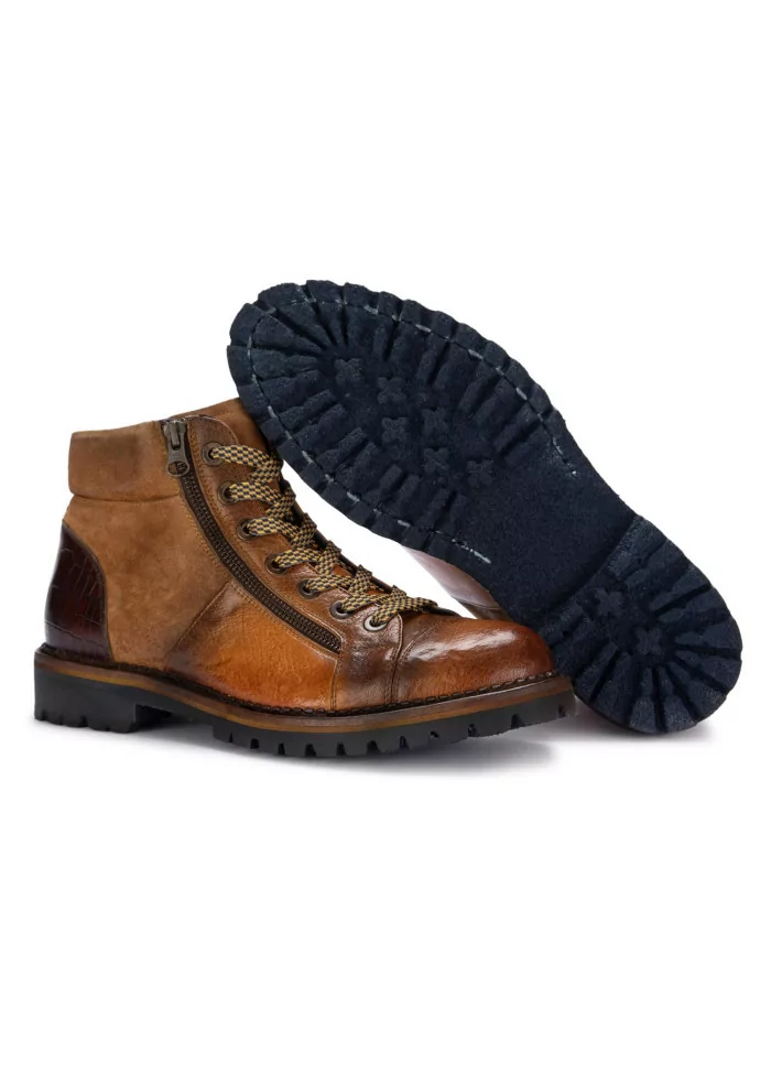 mens lace up ankle boots lorenzi safari brown