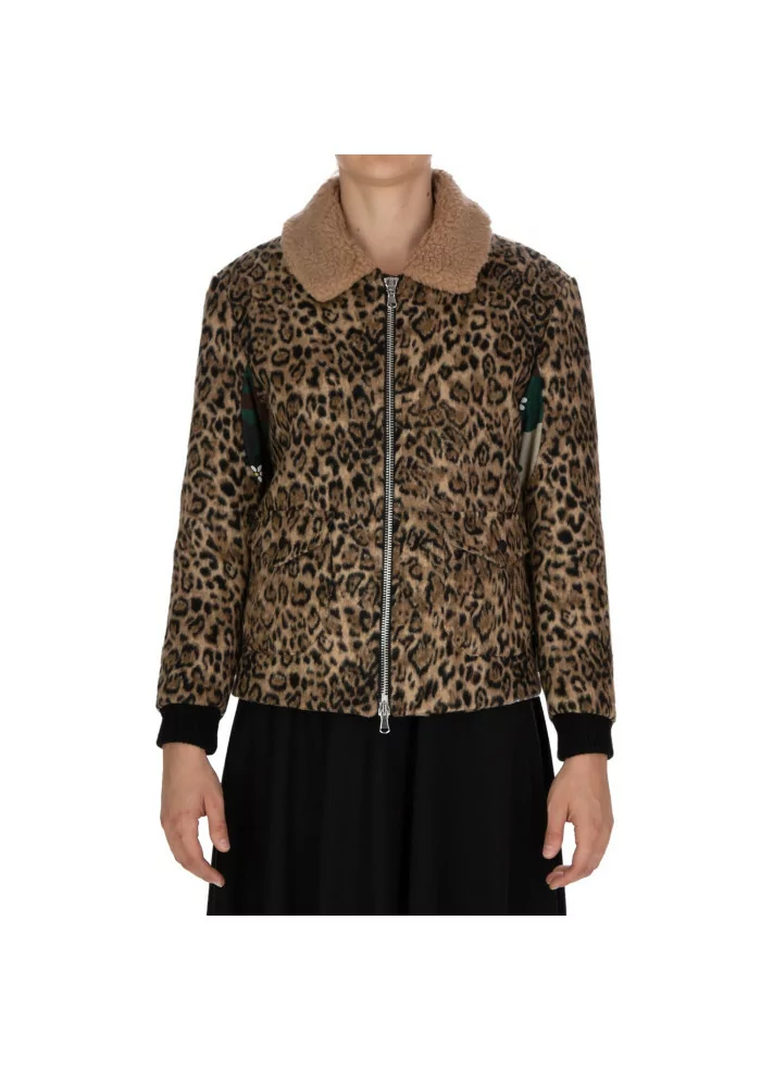 womens jacket sincere paris aviatore leopard beige black