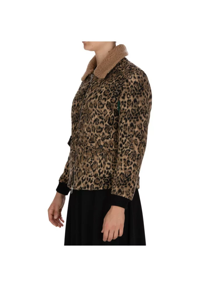 giacca donna sincere paris aviatore leopard beige nero