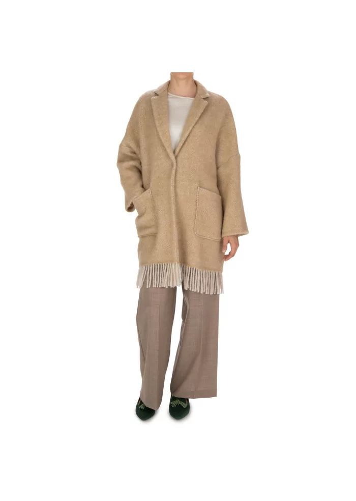 womens coat semicouture vergin wool beige