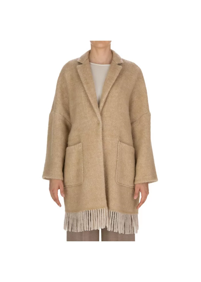 cappotto donna semicouture lana vergine beige