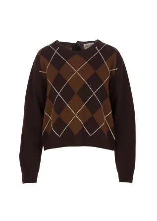womens sweater semiccouture diamond pattern brown