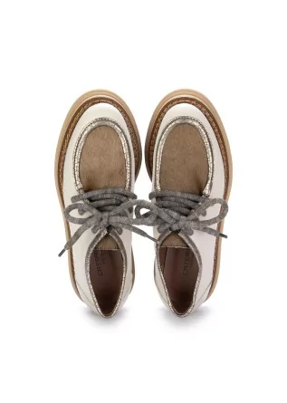CATERINA C | LACE-UP SHOES PONY HAIR LEATHER IVORY BROWN