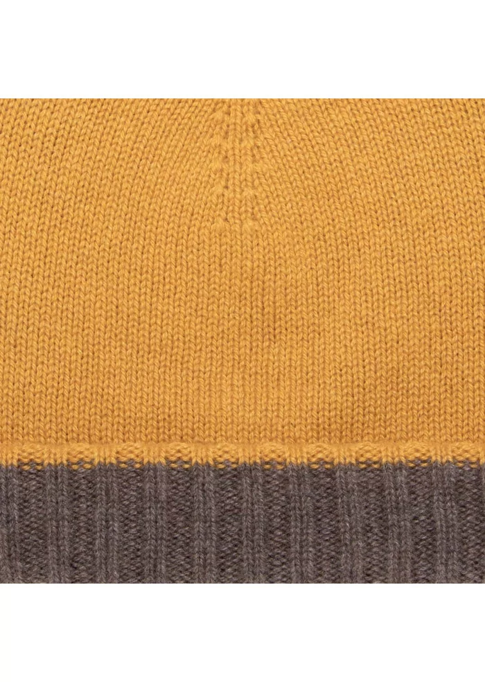 beanie cap riviera cashmere doubleface brown yellow