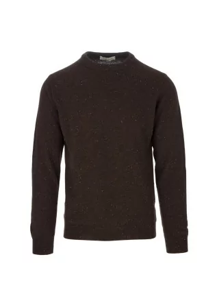 mens sweater wool and co crewneck brown dotted