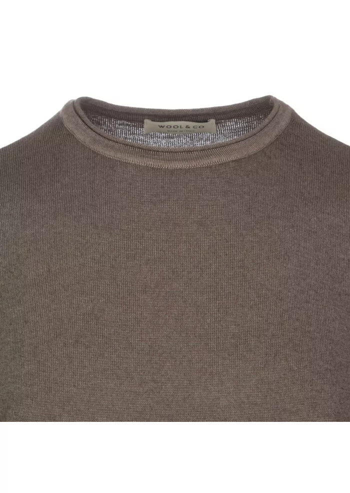 mens sweater wool and co crewneck brown