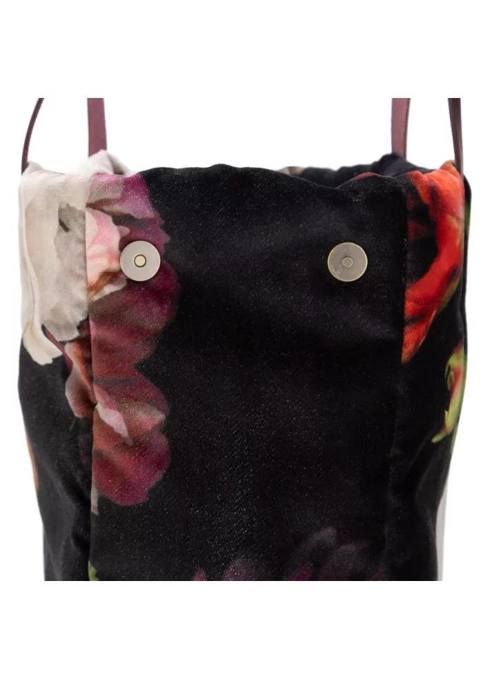 shopper bag le daf olanda flowers black multicolor