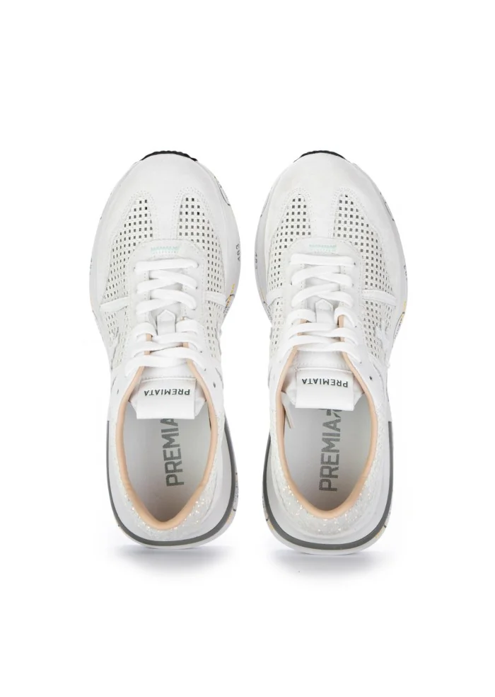 womens sneakers premiata cassie perforated white