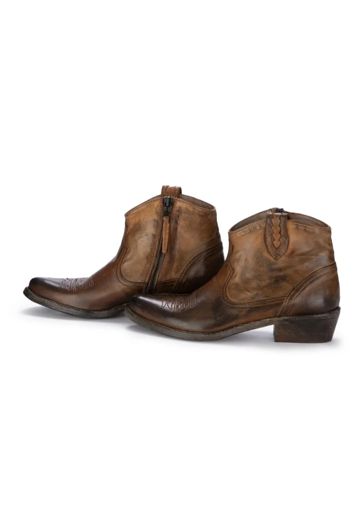 womens cowboy ankle boots keep crust dark brown